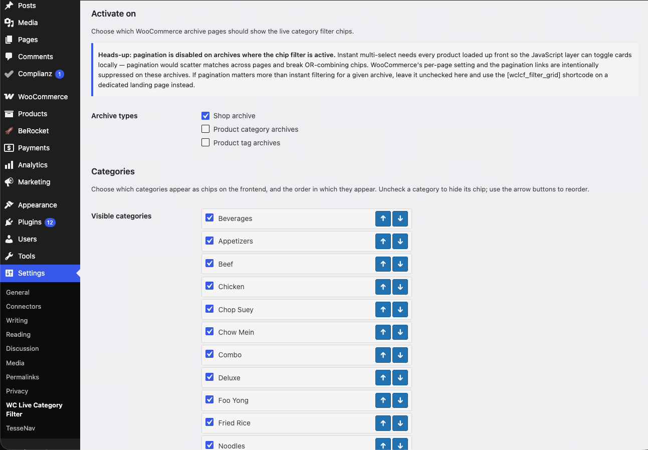Live Category Filter for WooCommerce screenshot 2